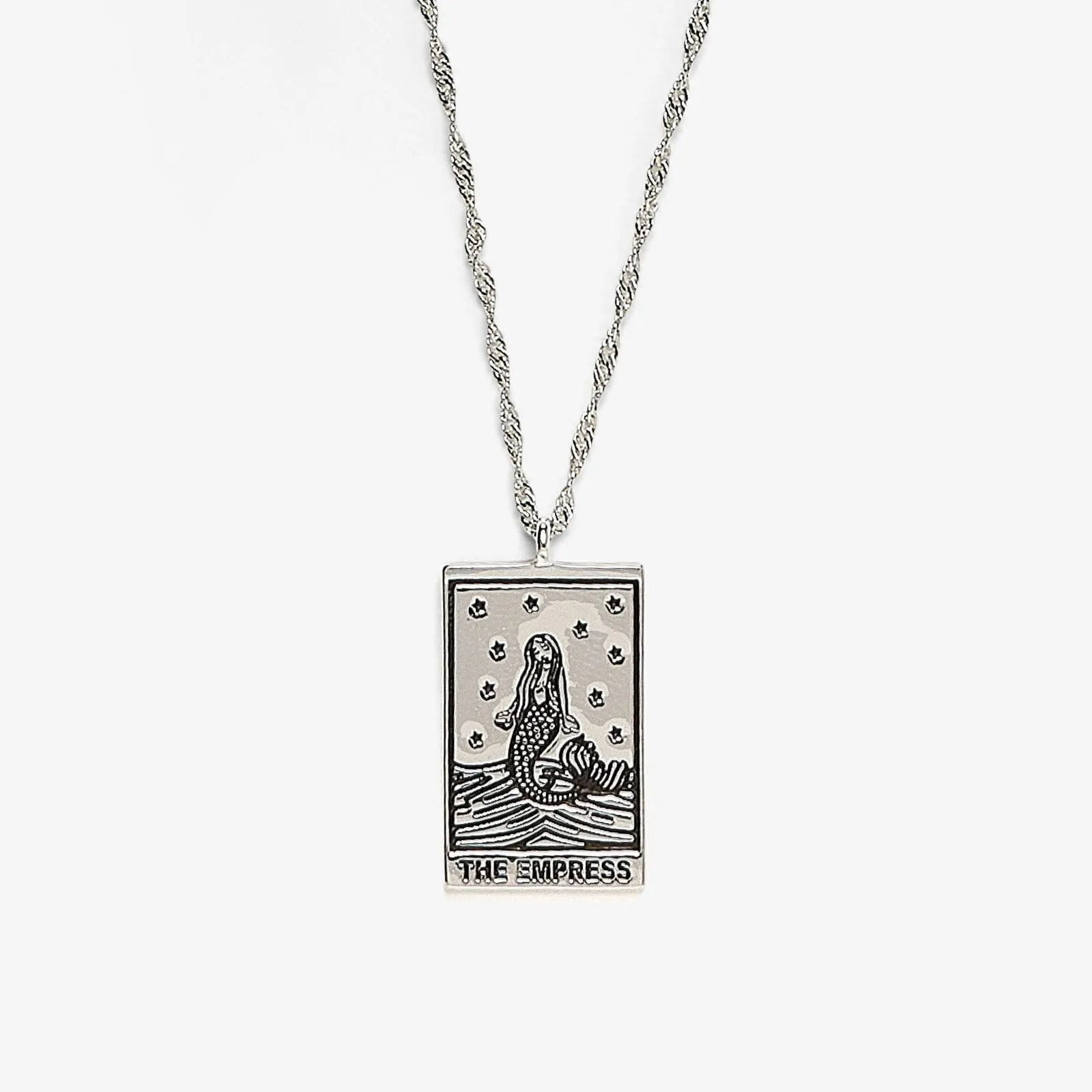 Silver Tarot Card Pendant Necklace