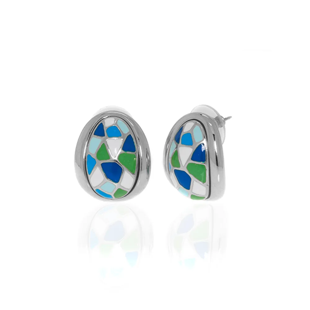 Silvertone Multi Color Blue green Earrings