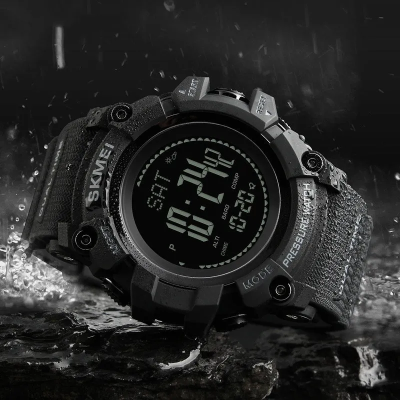 SKMEI 1358 Pedometer Barometer Thermometer Altimeter Compass Outdoor Climbing Watch For Men Original