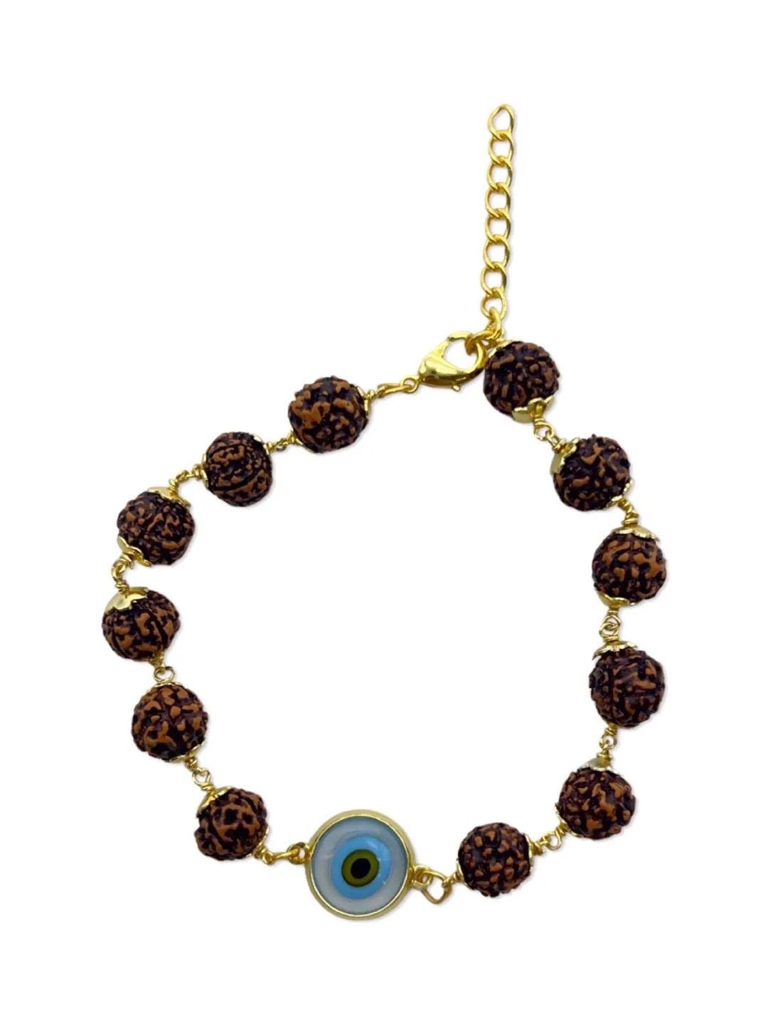 Sky Blue Evil Eye Mens Rudraksha Bracelet