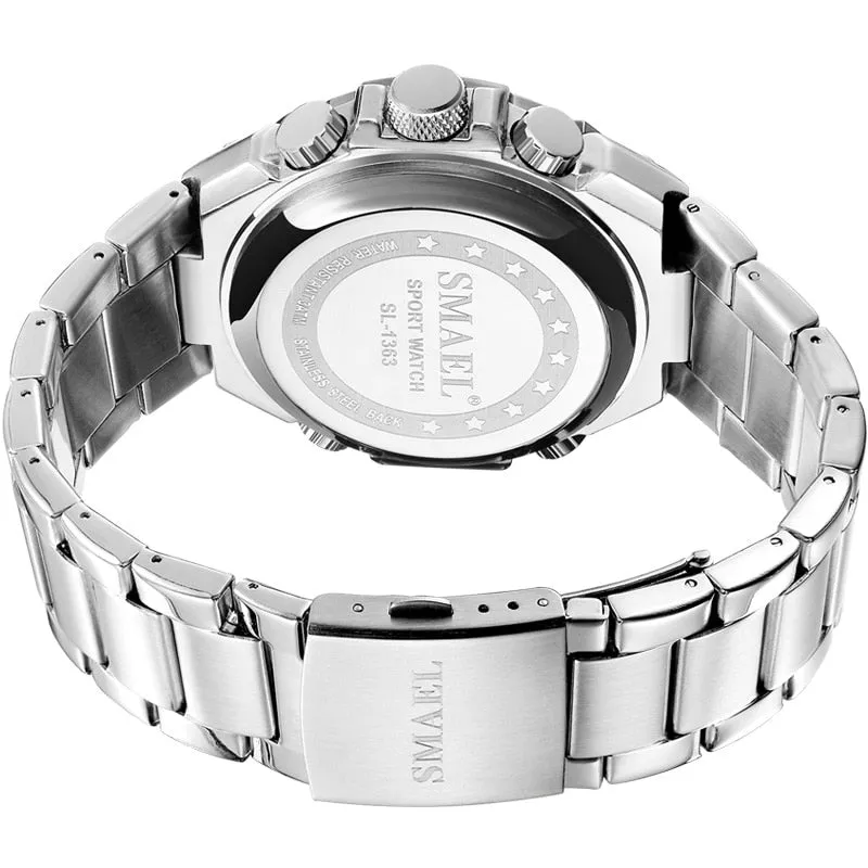 SMAEL Brand Men Military Sport Watches Mens LED Analog Digital Watch Male Army Stainless Steel Quartz Clock Relogio Masculino