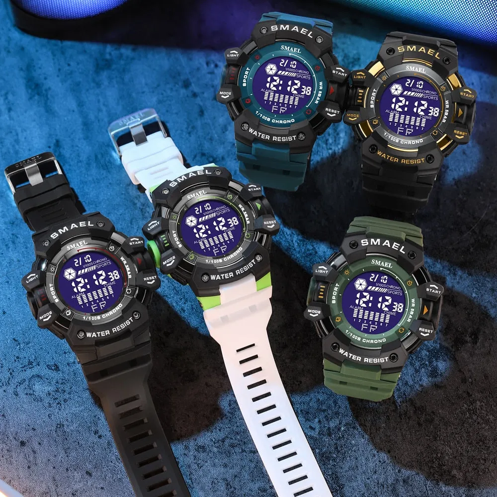 SMAEL Digital Watch For Men Sport Watches Electronic LED Men&#39;s Wristwatch Student Countdown Stopwatch Outdoor Sports Clock Male