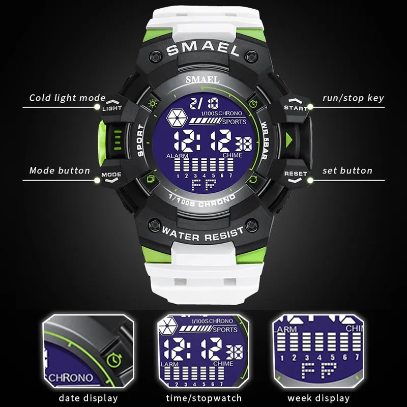 SMAEL Digital Watch For Men Sport Watches Electronic LED Men&#39;s Wristwatch Student Countdown Stopwatch Outdoor Sports Clock Male