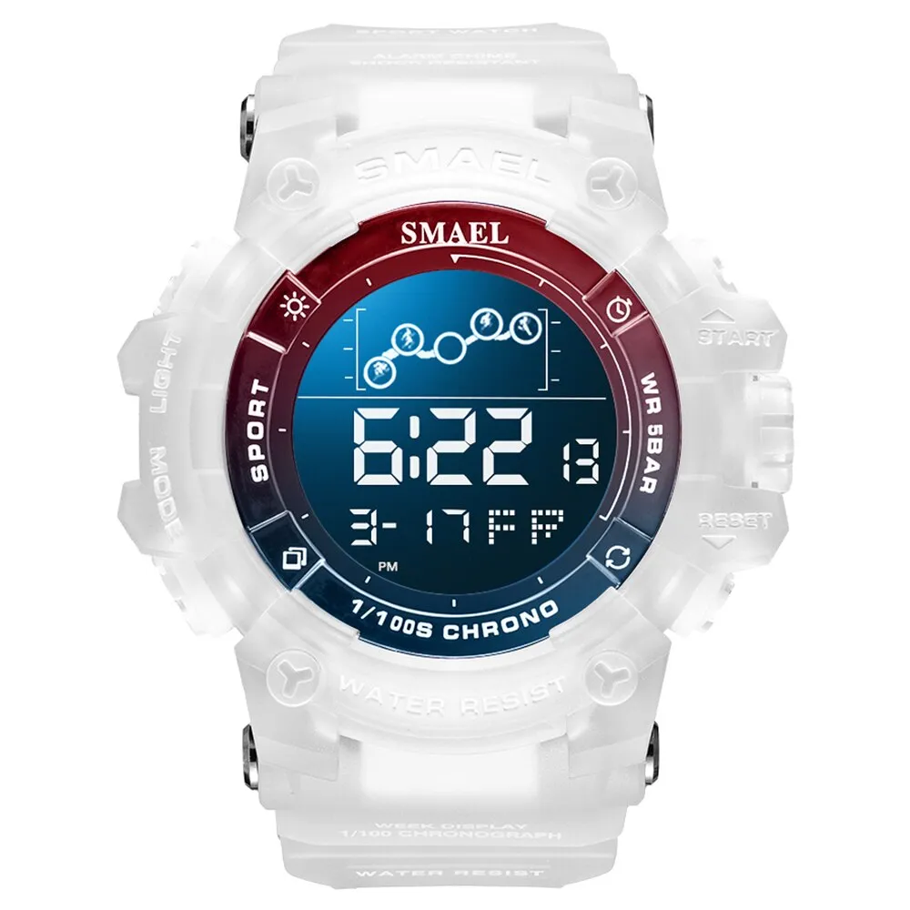 SMAEL Digital Watch Mens Alarm Clock Count Down Military Big Dial LED Electronic Fashion Wristwatch Casual Sport Watches for Man