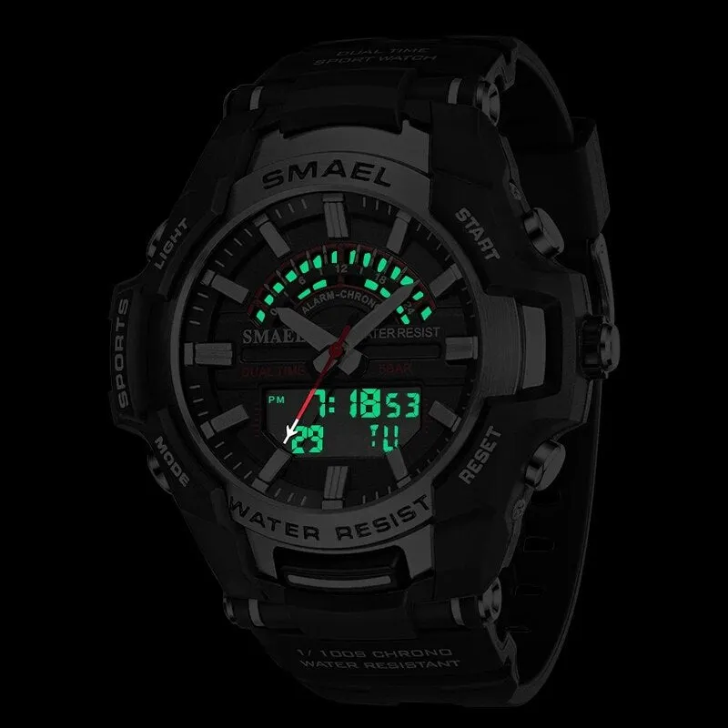 SMAEL Dual Display Wrist Watch Men Military Army Sport Waterproof Wristwatch Male Watches For Men Quartz Clock Outdoor Hour