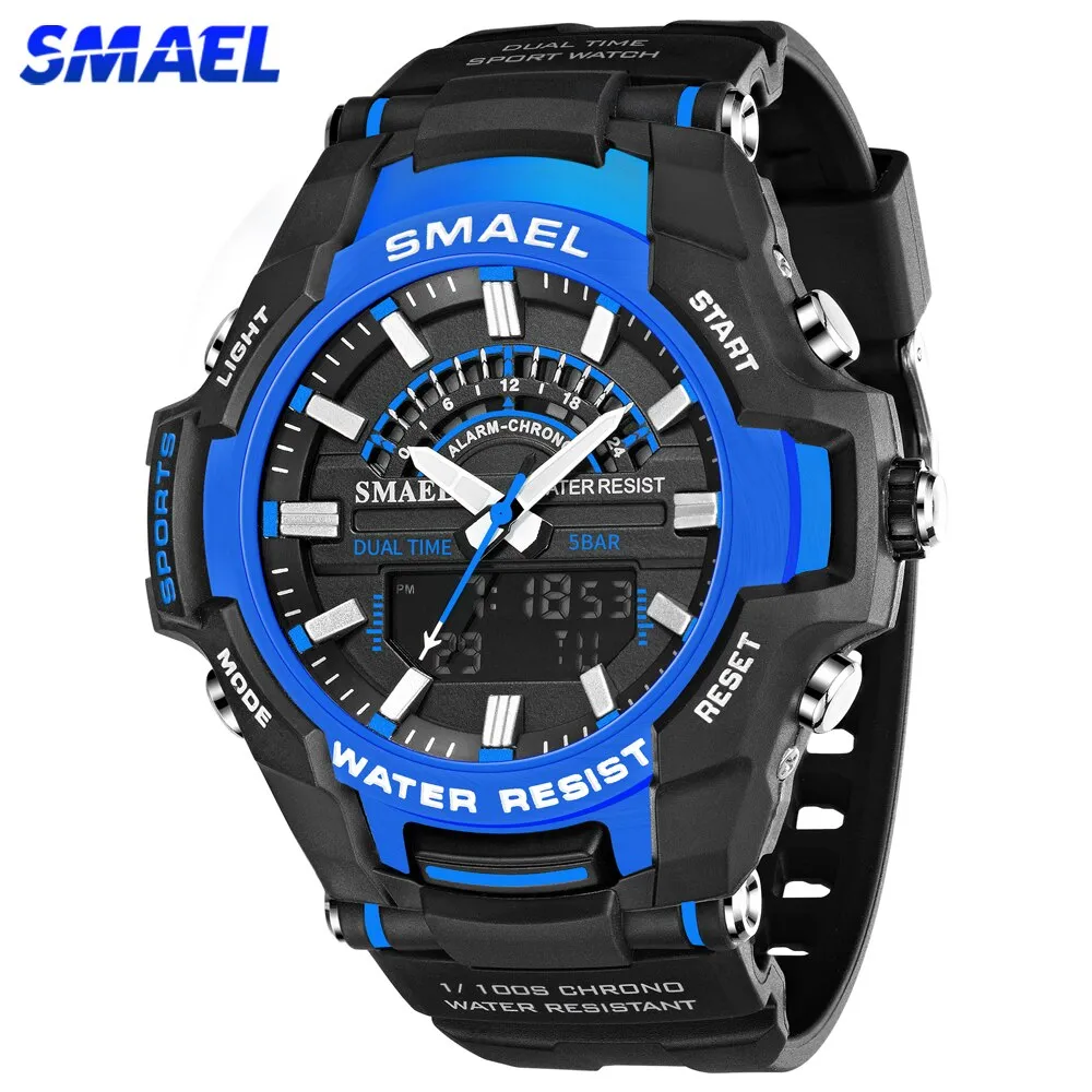 SMAEL Dual Display Wrist Watch Men Military Army Sport Waterproof Wristwatch Male Watches For Men Quartz Clock Outdoor Hour