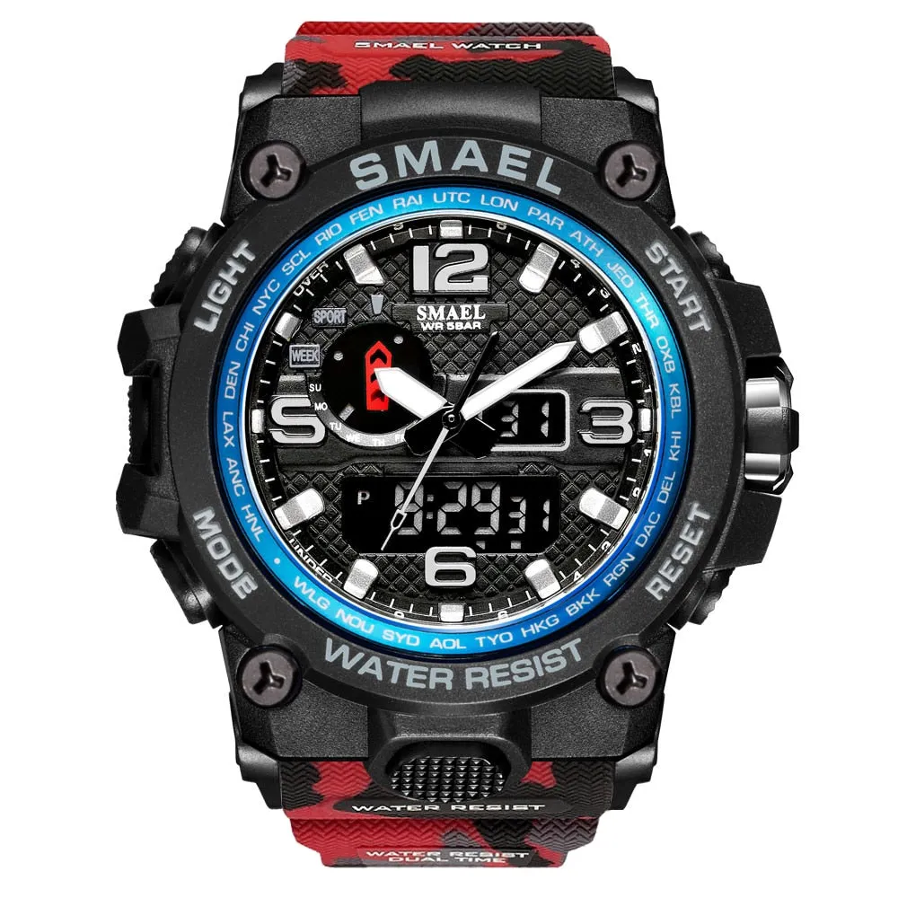 SMAEL Fashion Sport Watch Men Alarm Clock Camouflage Waterproof Week Display Men Watches Digital Watch relogio masculino 1545B