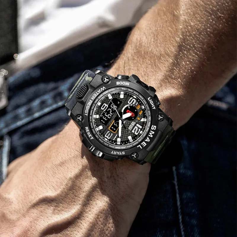 SMAEL Fashion Sport Watch Men Alarm Clock Camouflage Waterproof Week Display Men Watches Digital Watch relogio masculino 1545B