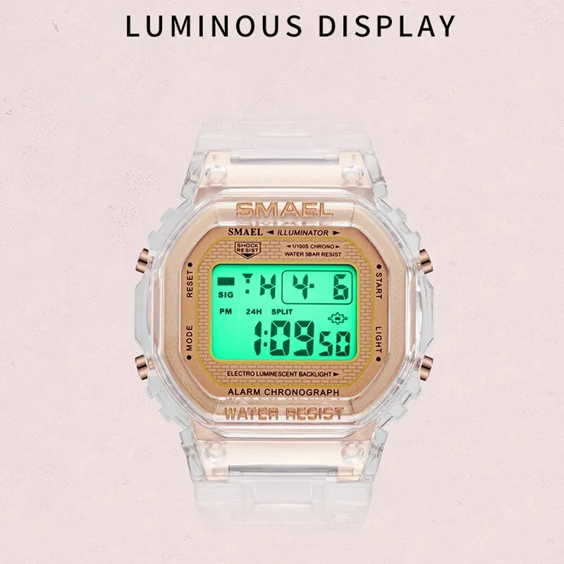 SMAEL Fashion Women &amp; Men Digital Watch Luxury Brand Student Sports Watches Unisex LED Electronic Wristwatch Teenager Clock Girl
