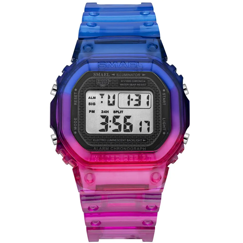 SMAEL Fashion Women &amp; Men Digital Watch Luxury Brand Student Sports Watches Unisex LED Electronic Wristwatch Teenager Clock Girl