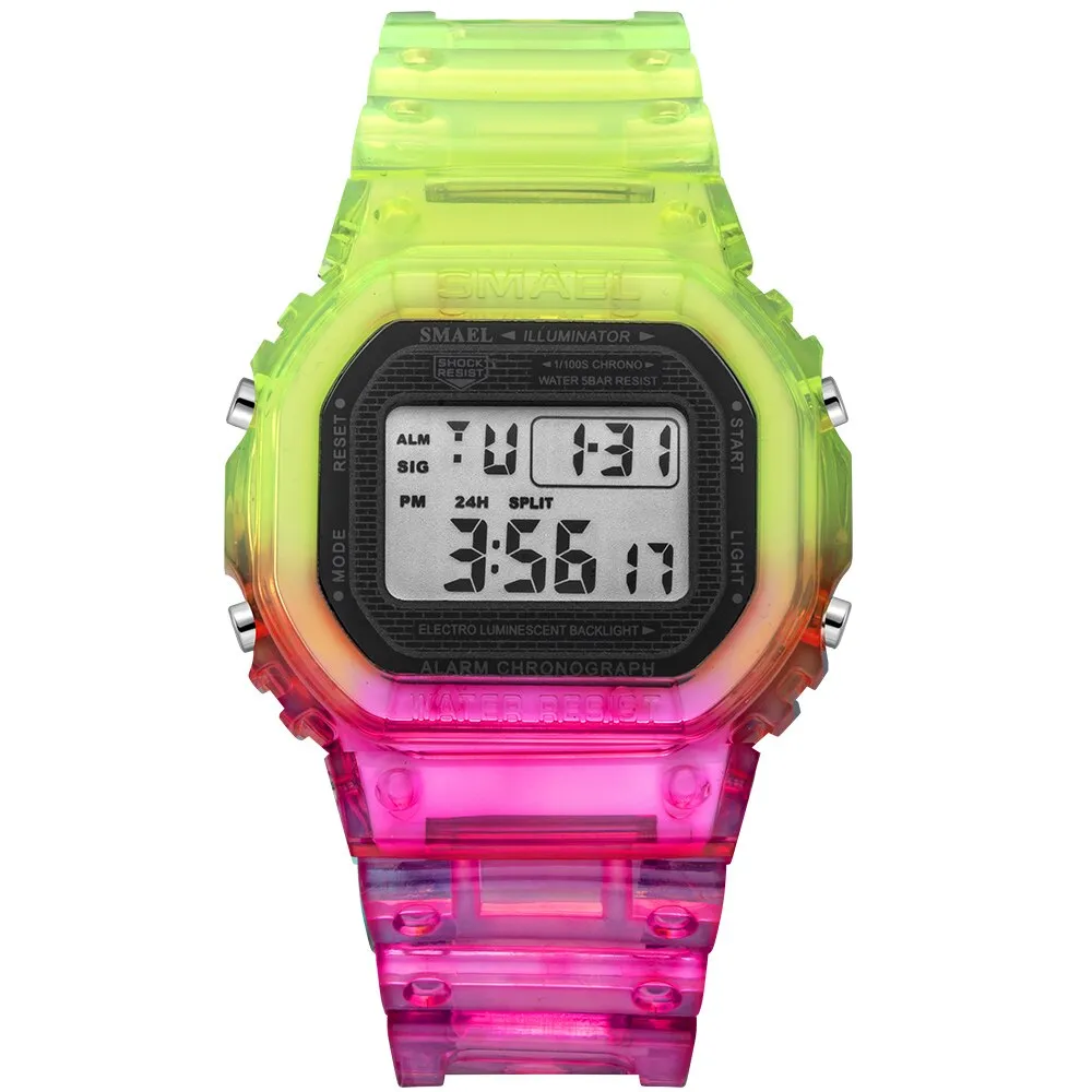 SMAEL Fashion Women &amp; Men Digital Watch Luxury Brand Student Sports Watches Unisex LED Electronic Wristwatch Teenager Clock Girl
