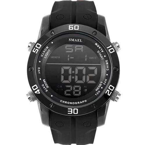 SMAEL Luxury Brand Mens Sports Watches Dive 50m Digital LED Military Watch Men Fashion Casual Electronics Wristwatches Hot Clock