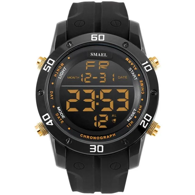 SMAEL Luxury Brand Mens Sports Watches Dive 50m Digital LED Military Watch Men Fashion Casual Electronics Wristwatches Hot Clock