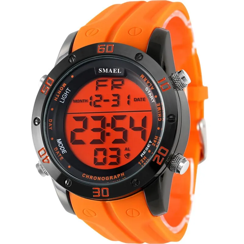 SMAEL Luxury Brand Mens Sports Watches Dive 50m Digital LED Military Watch Men Fashion Casual Electronics Wristwatches Hot Clock