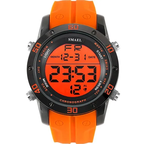 SMAEL Luxury Brand Mens Sports Watches Dive 50m Digital LED Military Watch Men Fashion Casual Electronics Wristwatches Hot Clock