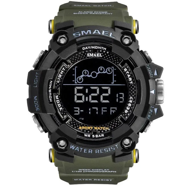 SMAEL Mens Watch Military Waterproof Sport Wrist Watch Digital Stopwatches For Men 1802 Military Watches Male Relogio Masculino