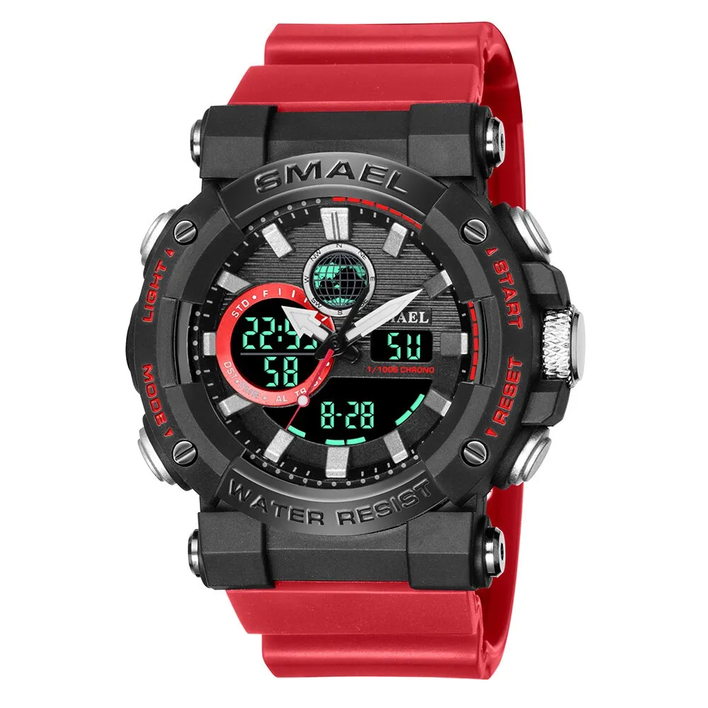 SMAEL Sport Watches for Men Dual Time Digital Quartz Wristwatch Waterproof Military Male Shock Wristwatches Man Electronic Clock