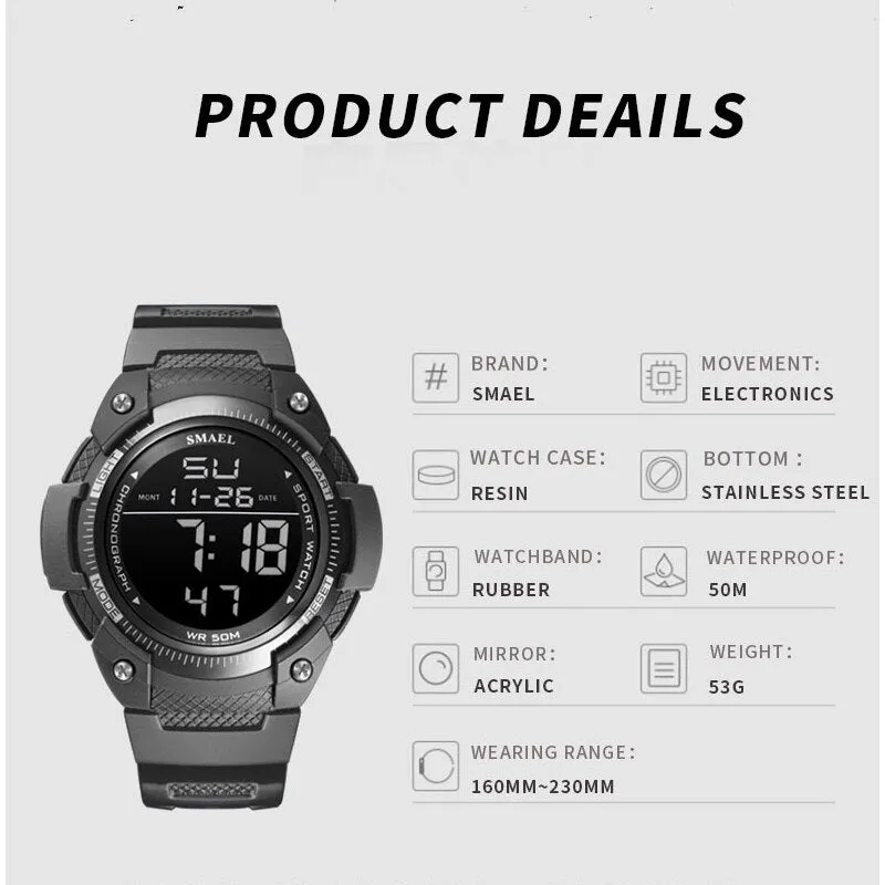 SMAEL Top Brand Luxury Men&#39;s Watches Sports Wristwatch Digital Quartz Waterproof Watch Men Dual Display Clock relogio masculino