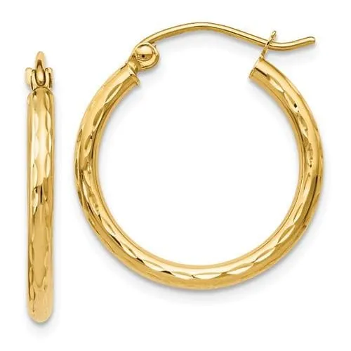 Small Diamond Cut Hoop Earrings