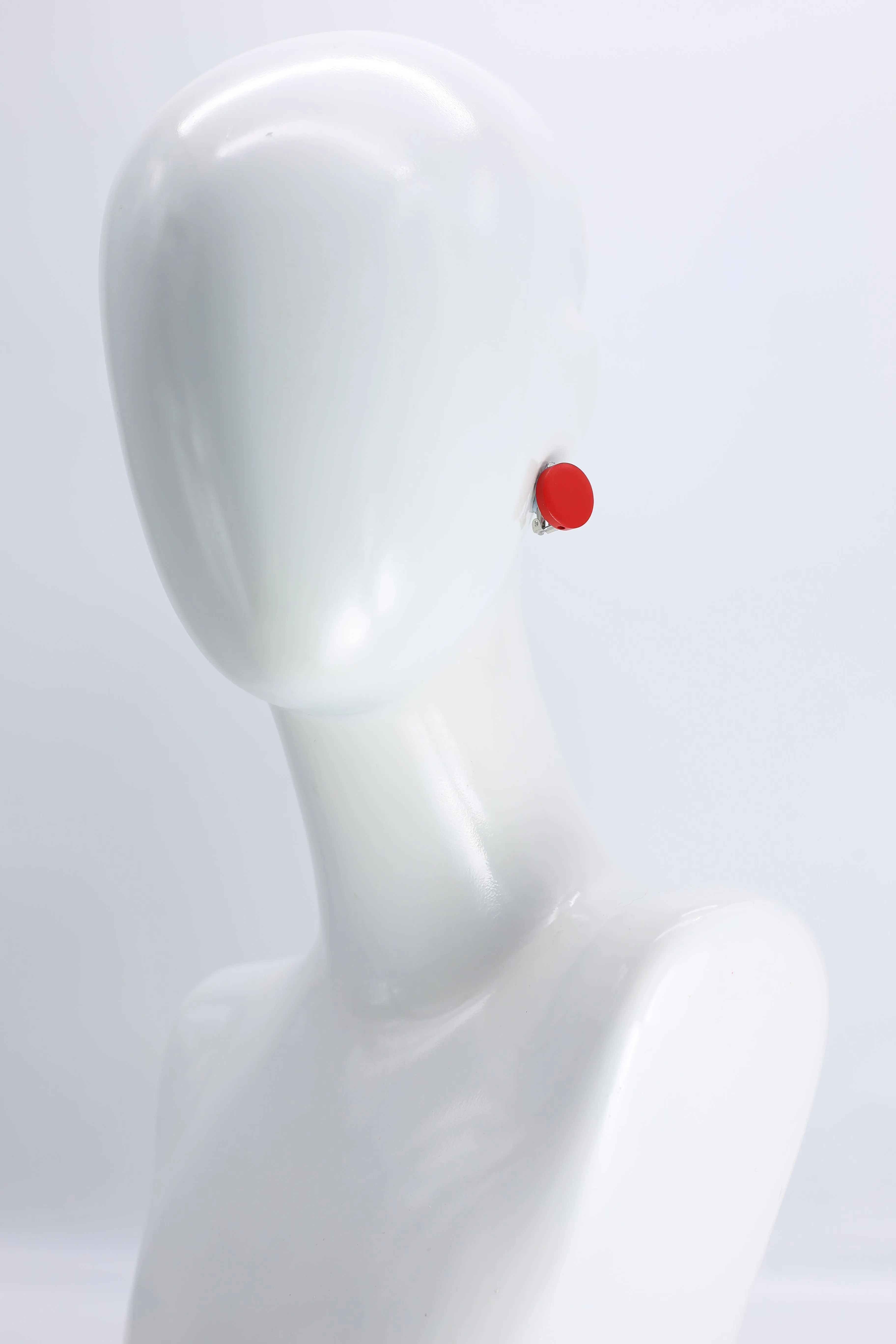 Small Round Clip-on Earrings - Red
