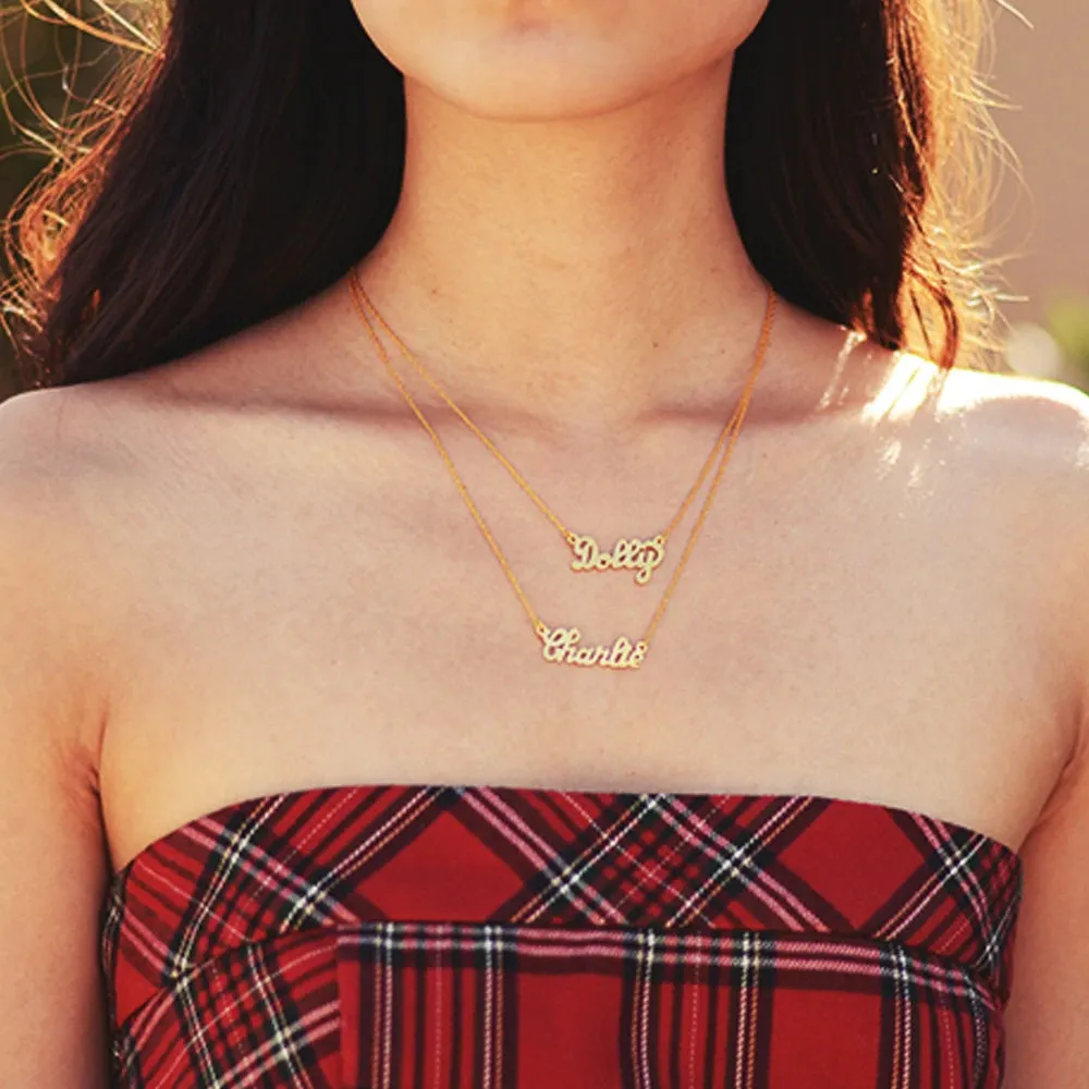 Small Script Nameplate Necklace