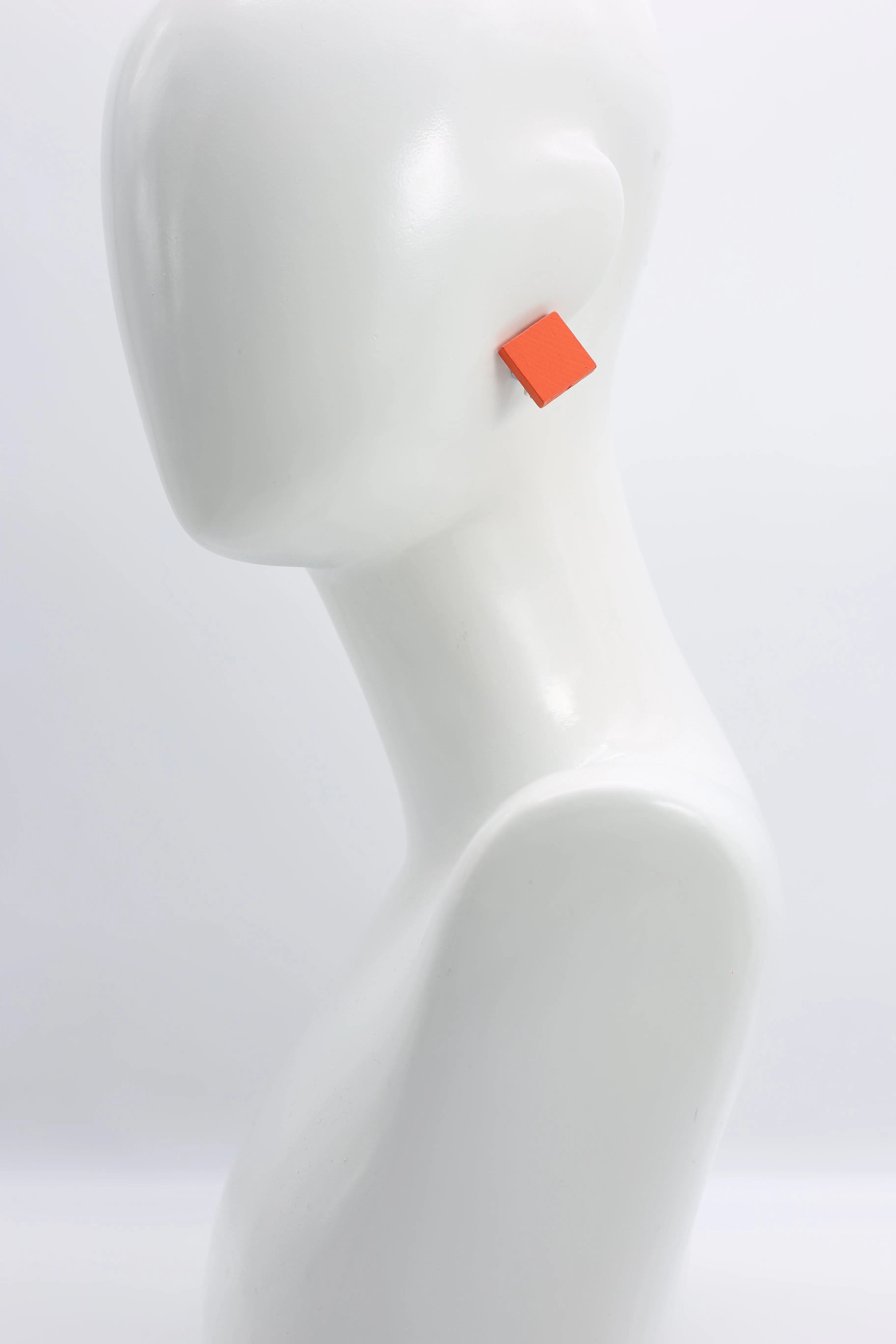 Small Square Clip-on Earrings - Orange