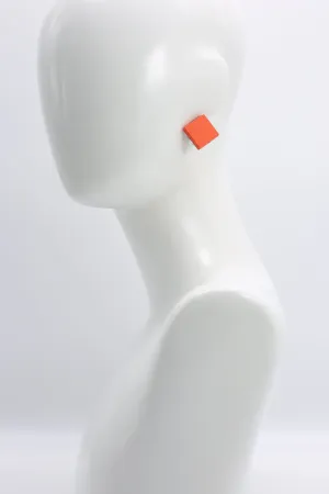 Small Square Clip-on Earrings - Orange