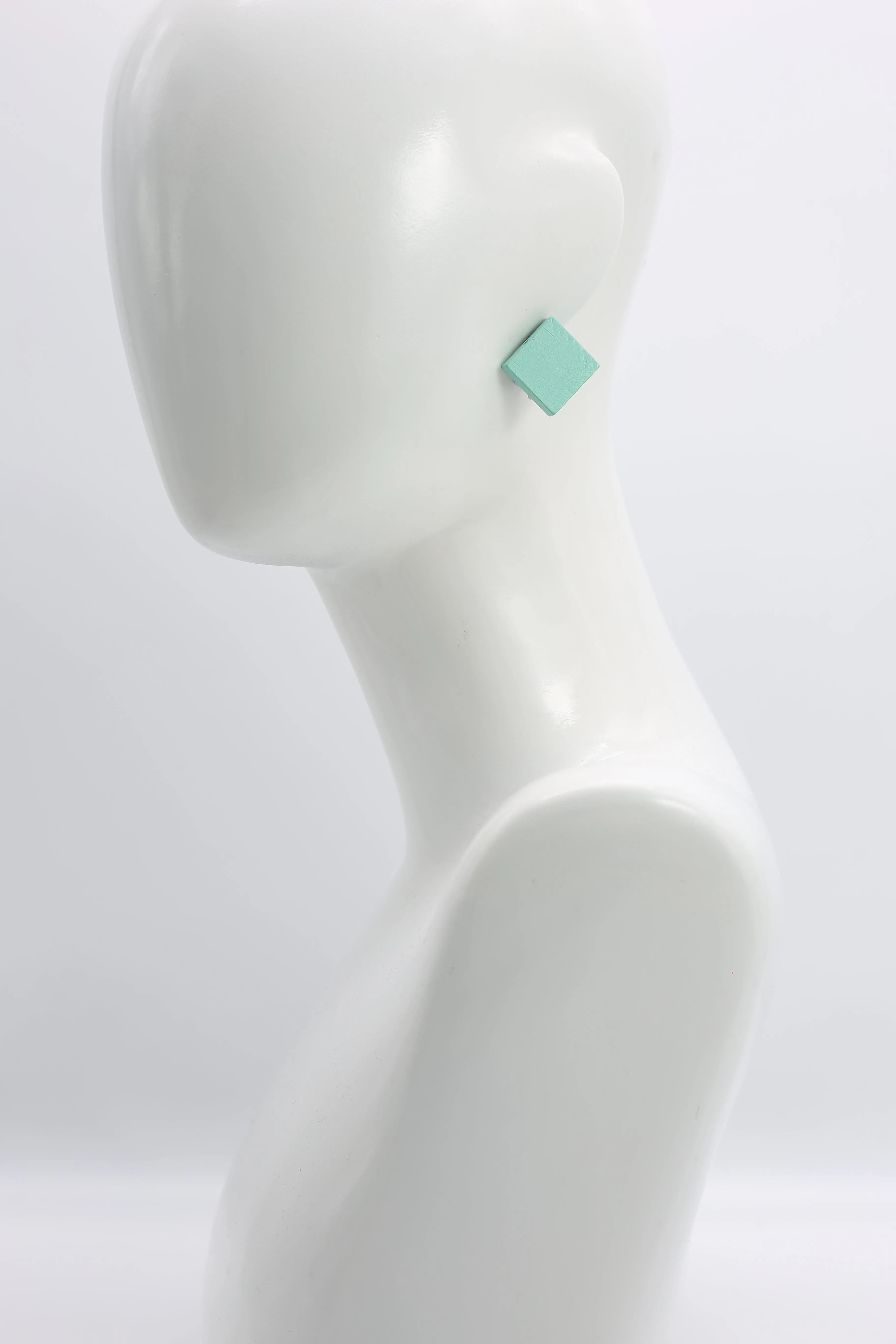Small Square Clip-on Earrings - Turquoise