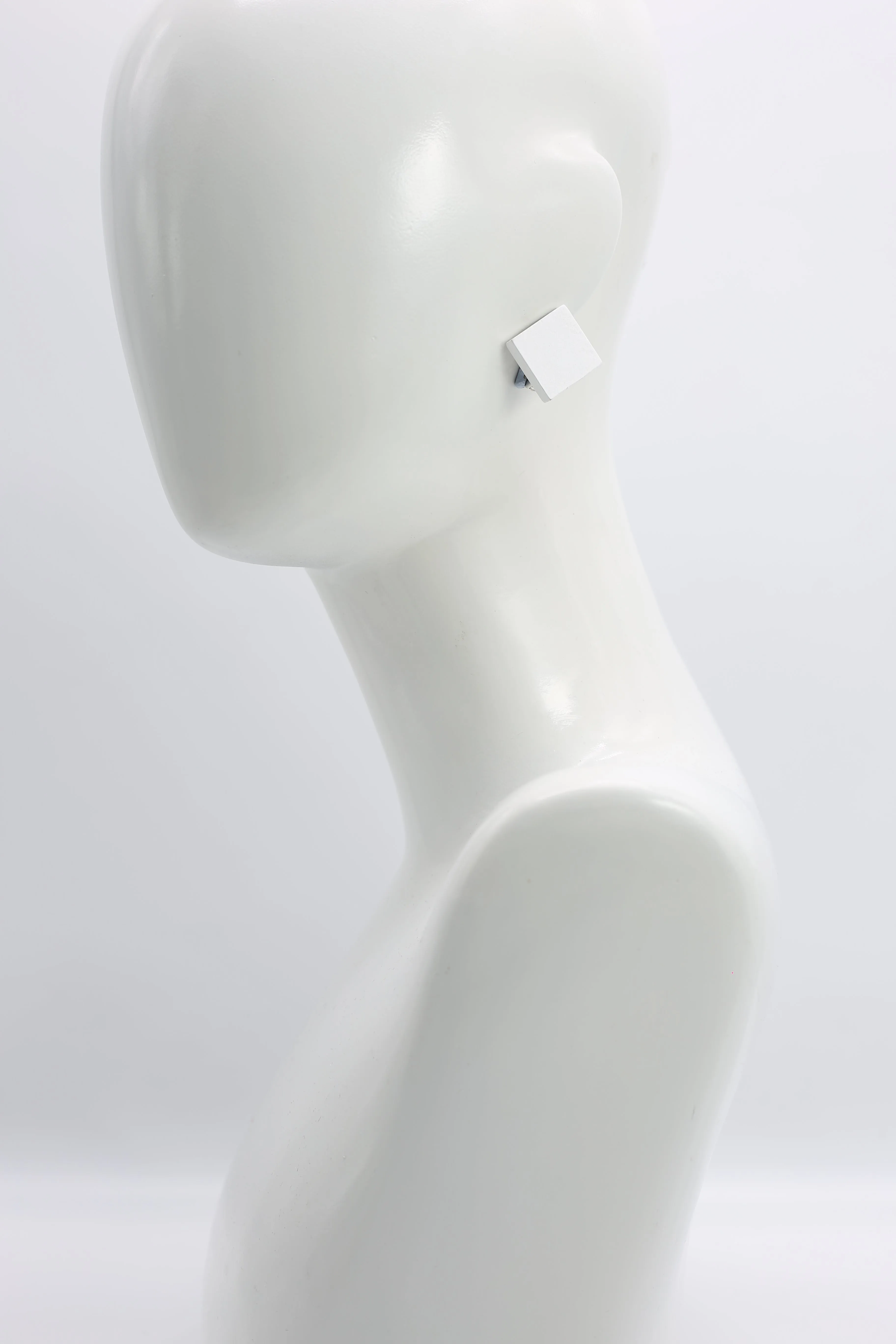 Small Square Clip-on Earrings - White