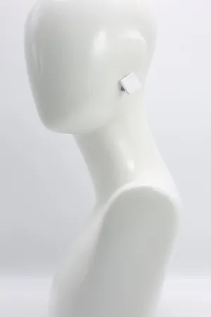Small Square Clip-on Earrings - White