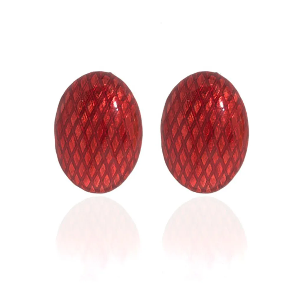 Snakeskin Red Button Earrings