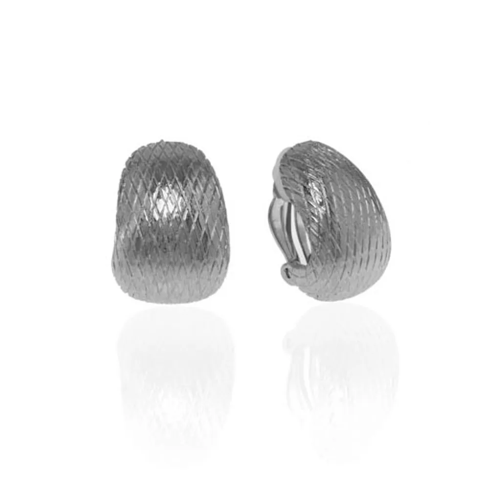 Snakeskin Silvertone Button Earring