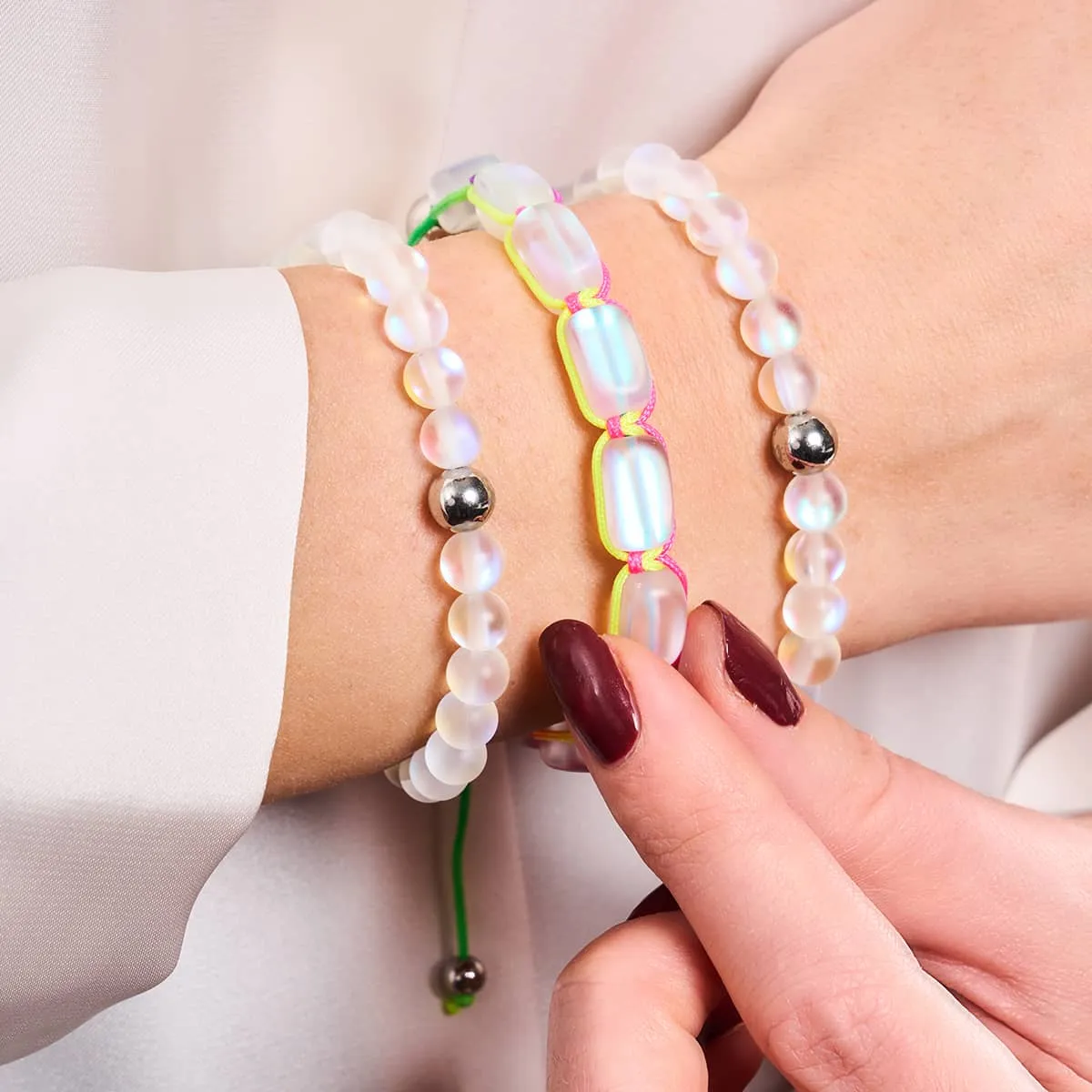 Spectrum | Mermaid Glass Pebble Macrame Bracelet