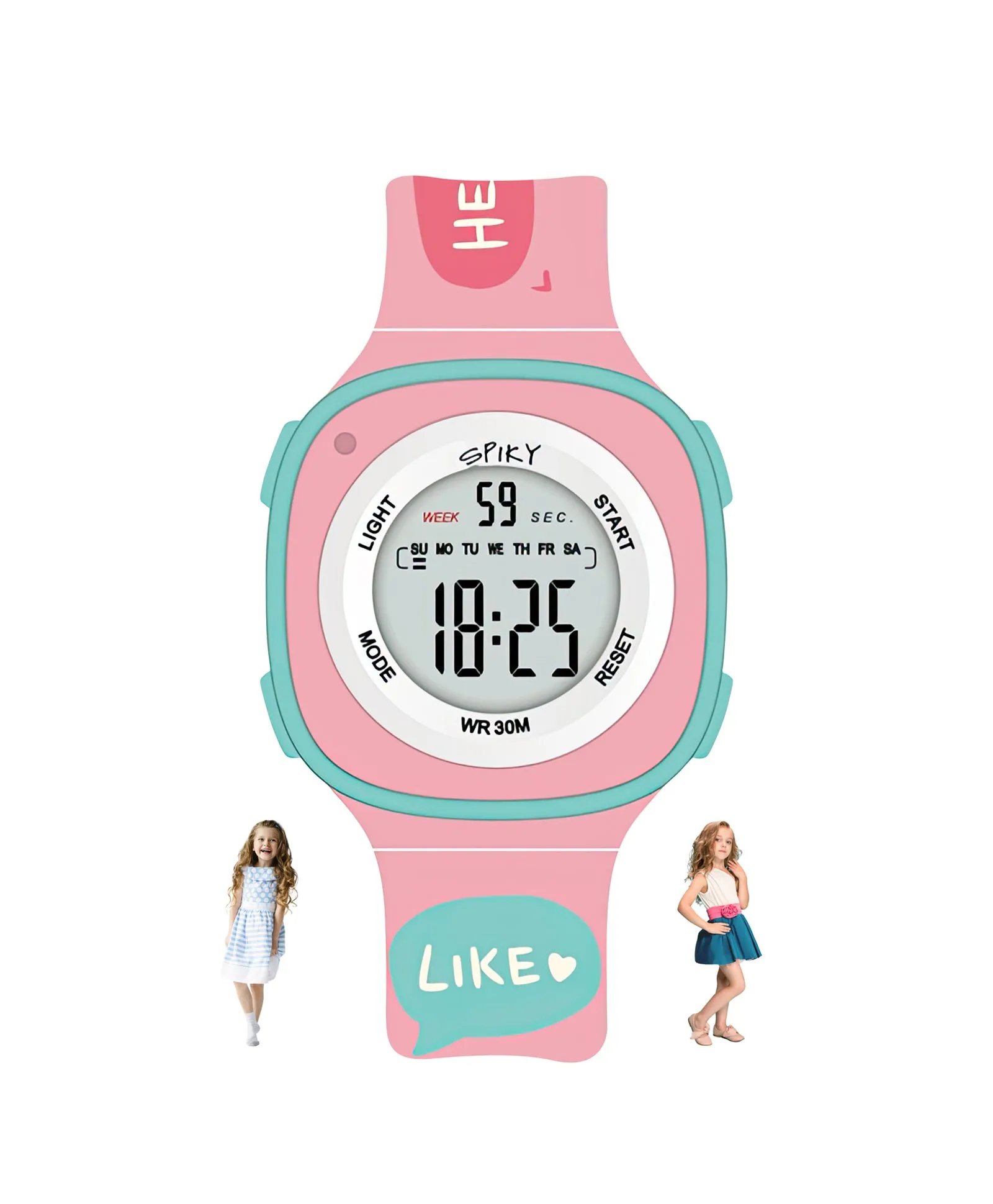 Spiky Eva15 Square Digital Watch for Kids - Turquoise