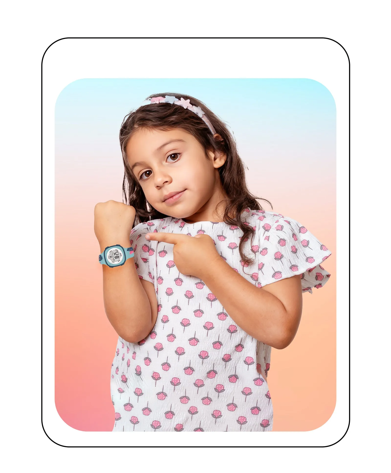 Spiky Eva15 Square Digital Watch for Kids - Turquoise