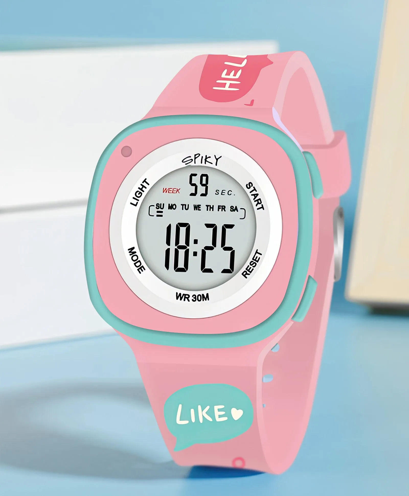 Spiky Eva15 Square Digital Watch for Kids - Turquoise