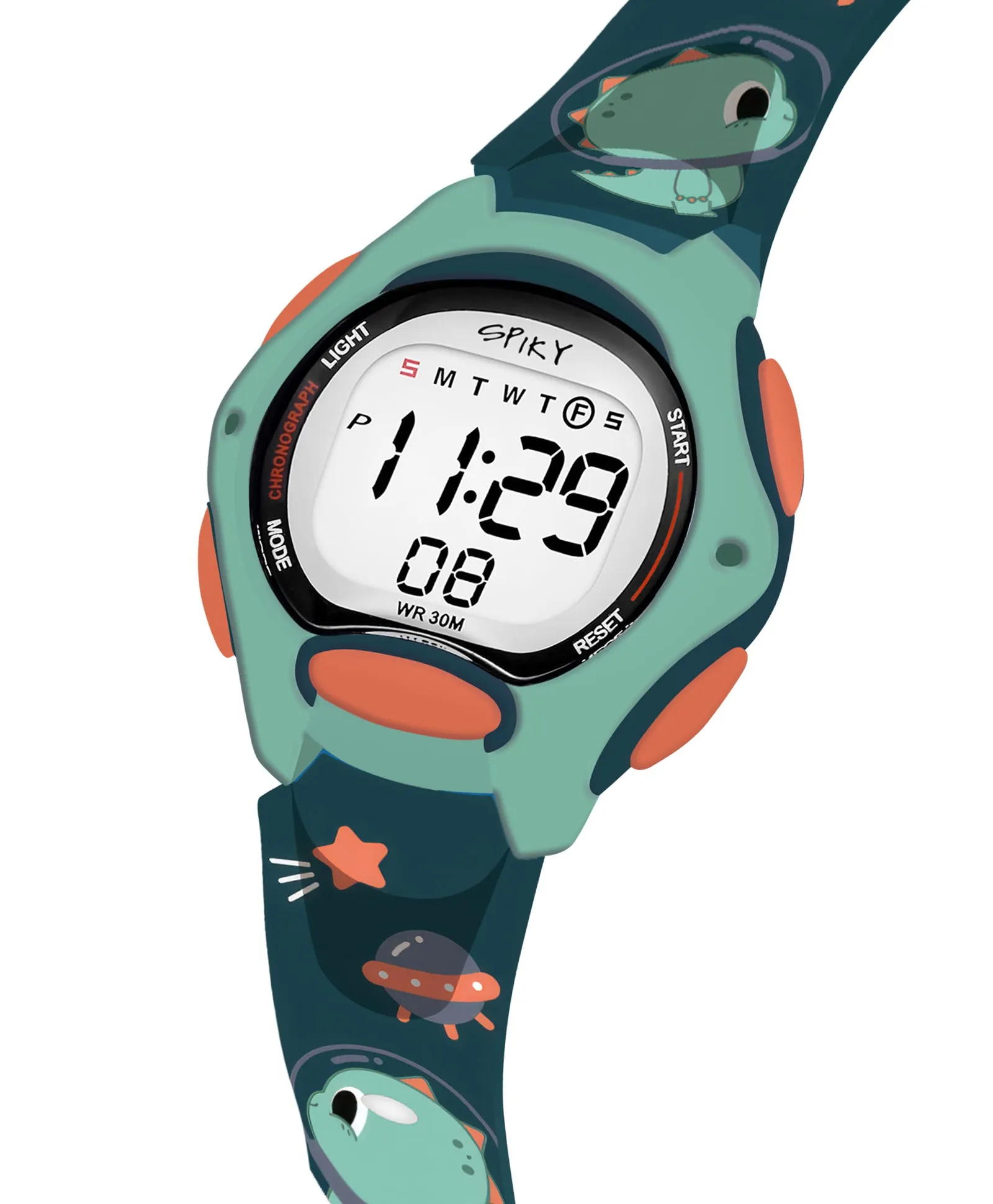 Spiky Eva18 Printed Strap Round Sports Digital Watch