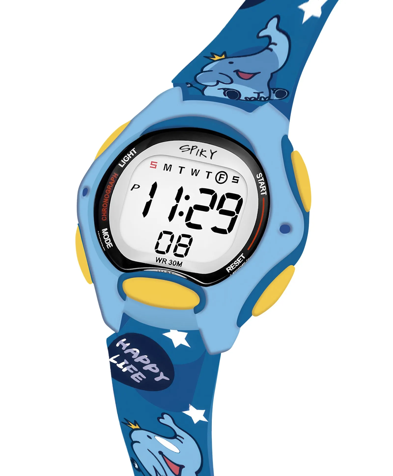 Spiky Eva18 Printed Strap Round Sports Digital Watch