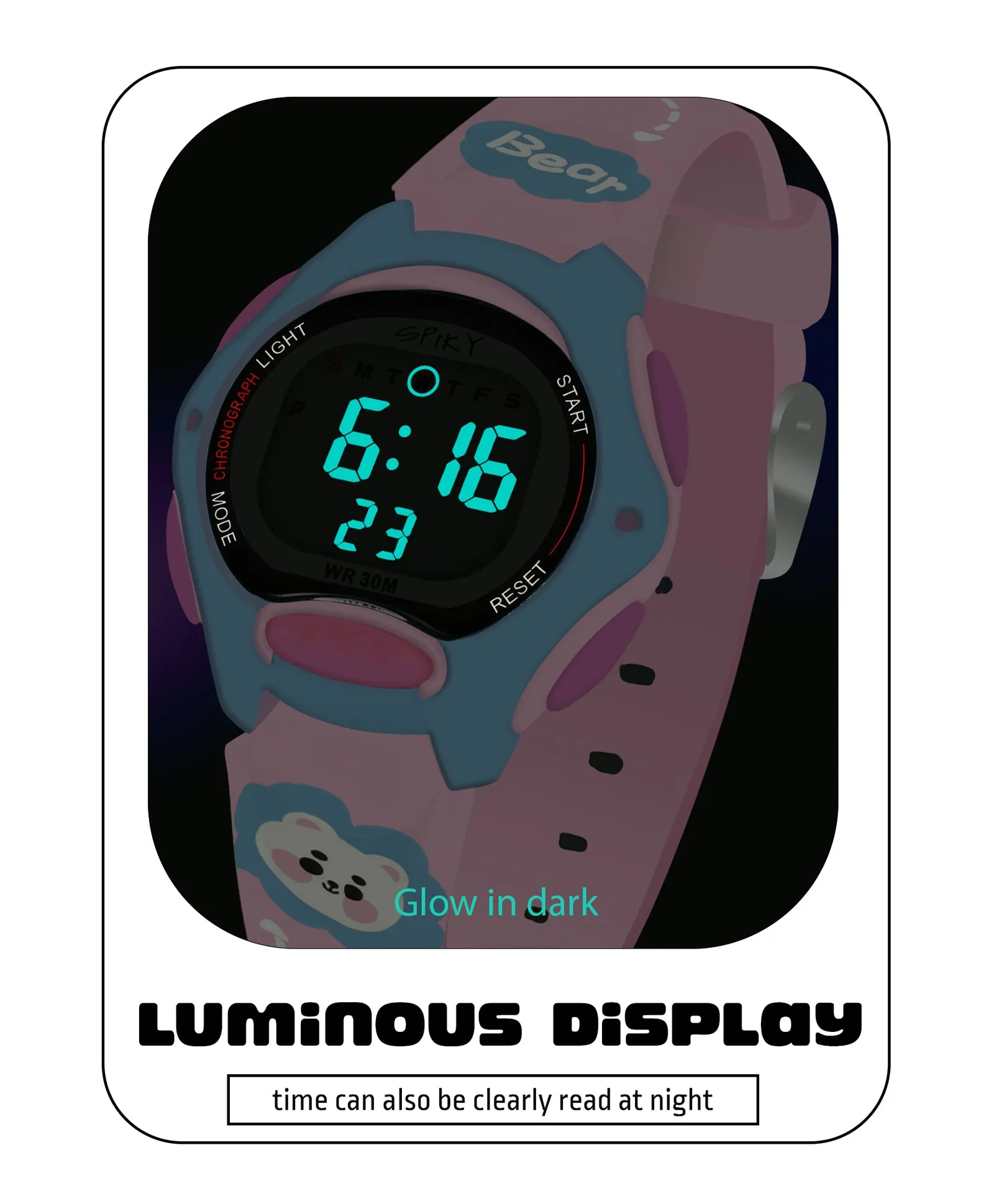 Spiky Eva18 Printed Strap Round Sports Digital Watch