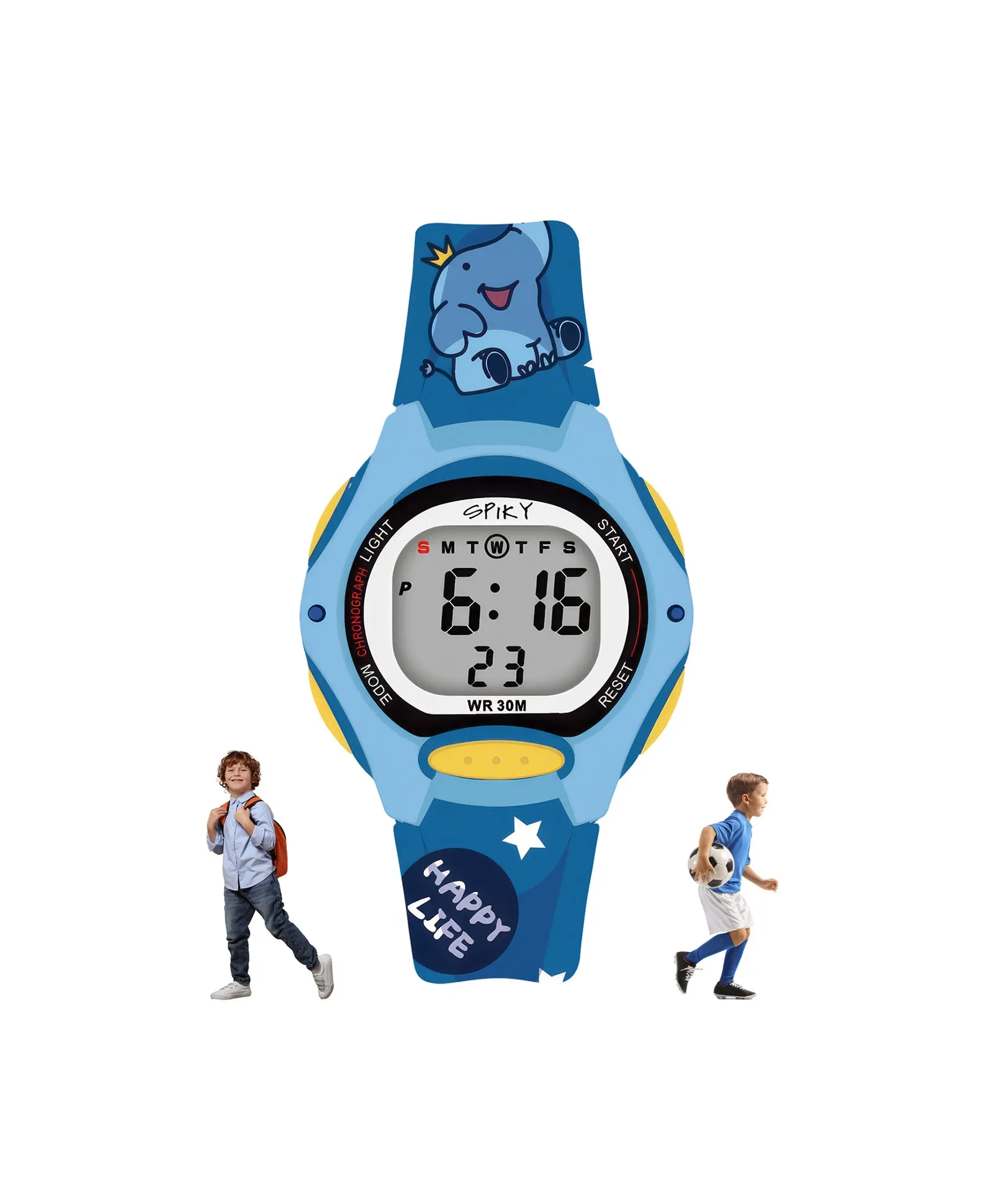 Spiky Eva18 Printed Strap Round Sports Digital Watch