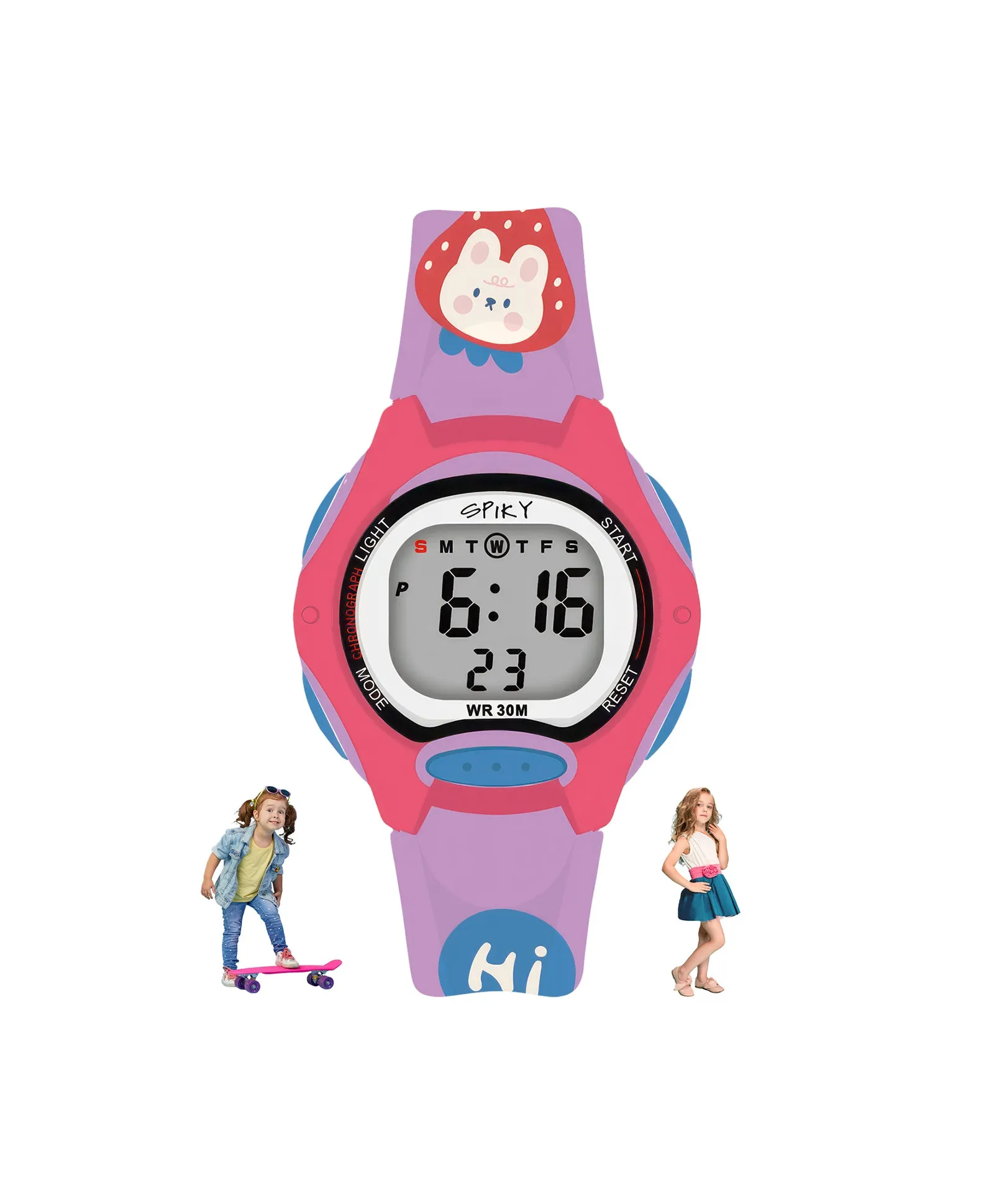 Spiky Eva18 Printed Strap Round Sports Digital Watch