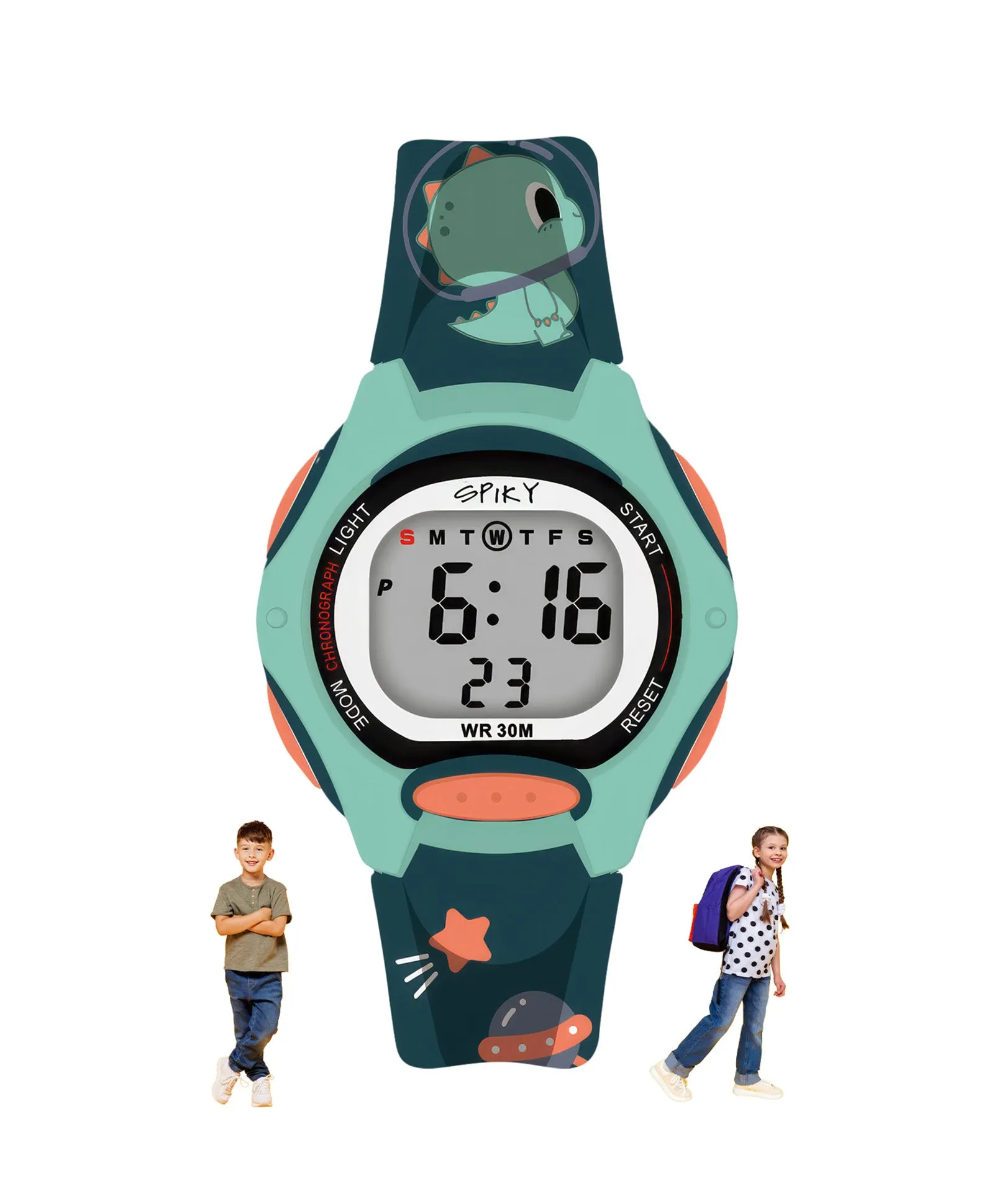 Spiky Eva18 Printed Strap Round Sports Digital Watch