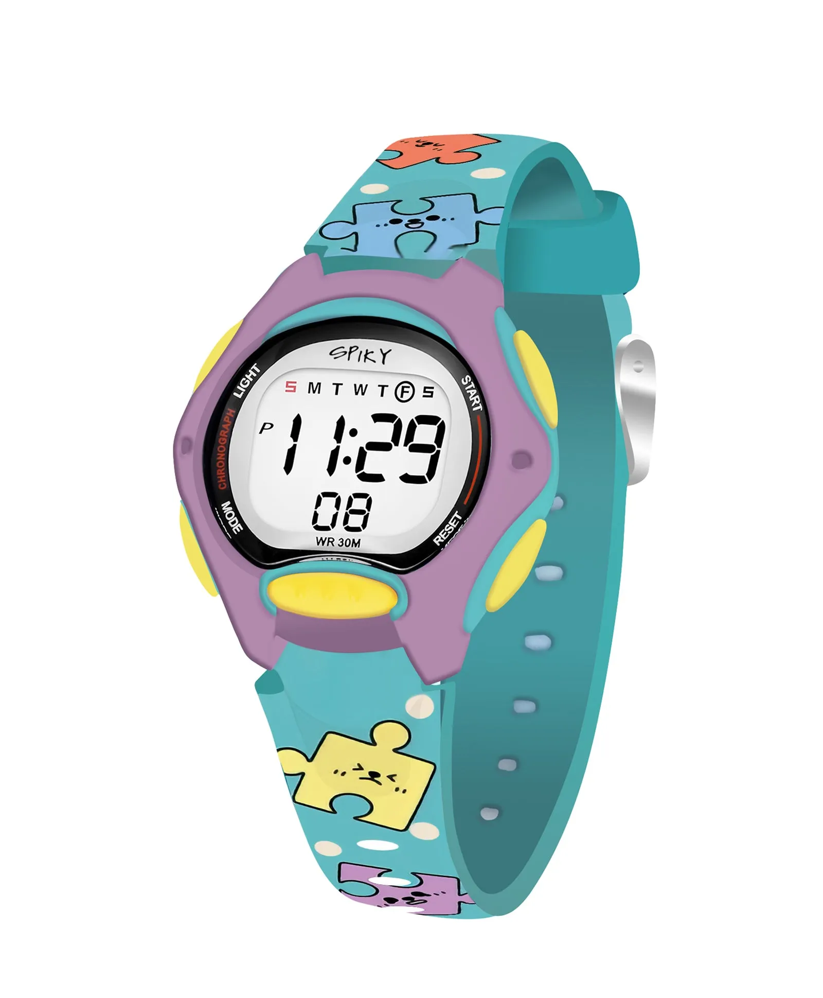 Spiky Eva18 Printed Strap Round Sports Digital Watch