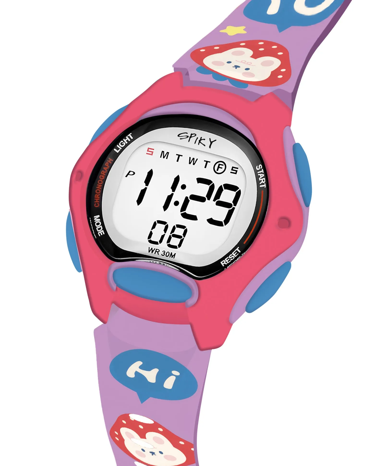 Spiky Eva18 Printed Strap Round Sports Digital Watch