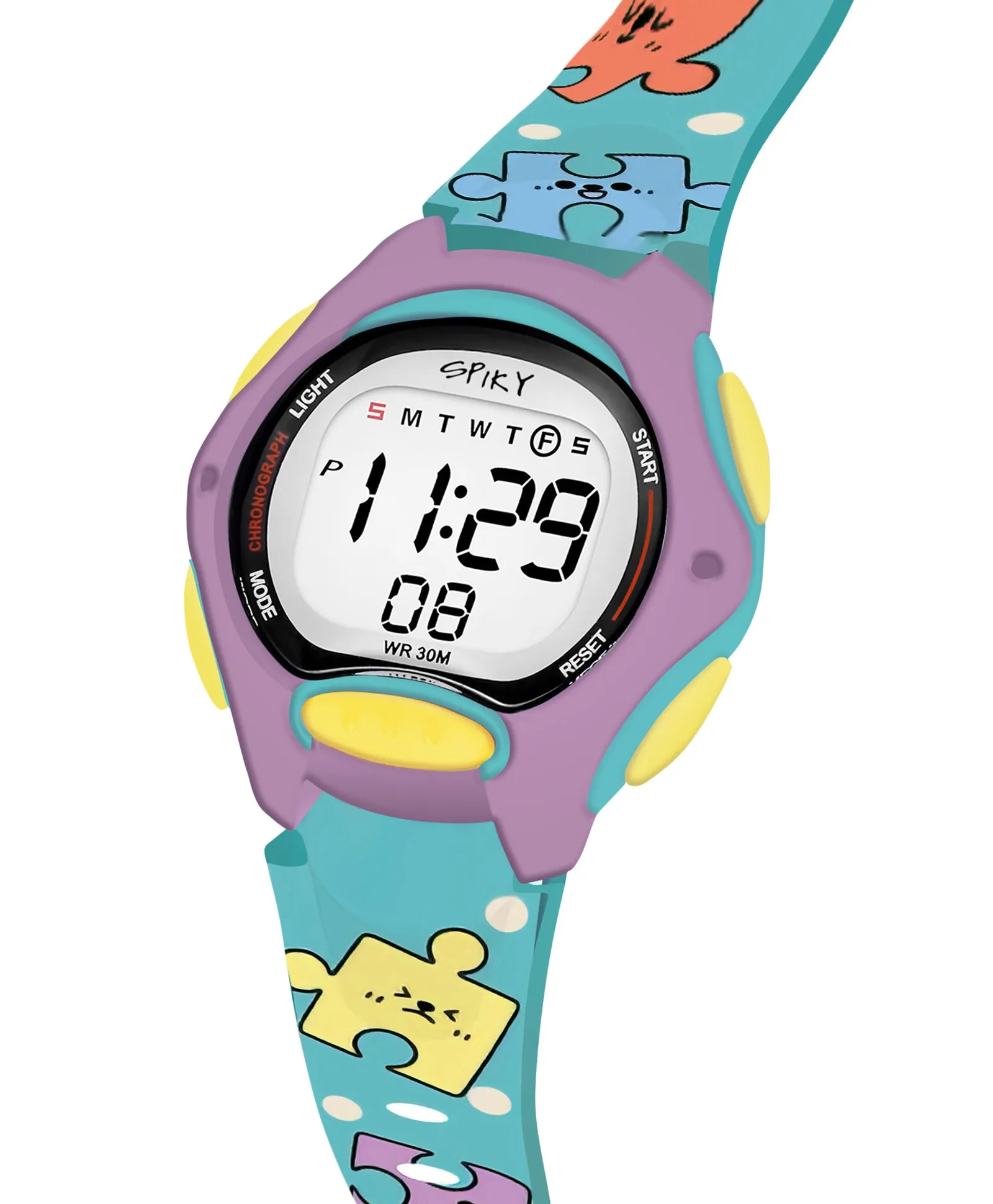 Spiky Eva18 Printed Strap Round Sports Digital Watch