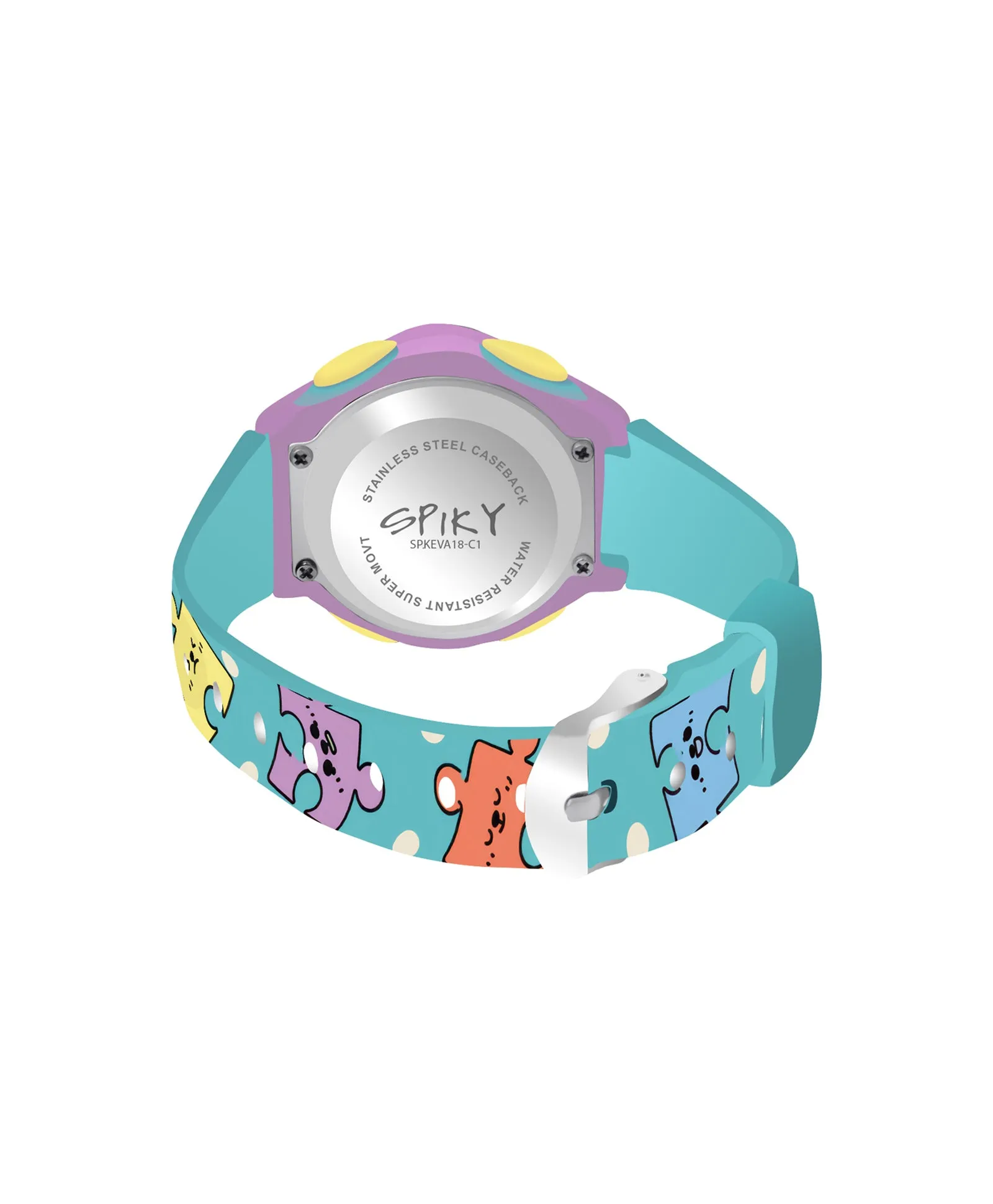 Spiky Eva18 Printed Strap Round Sports Digital Watch