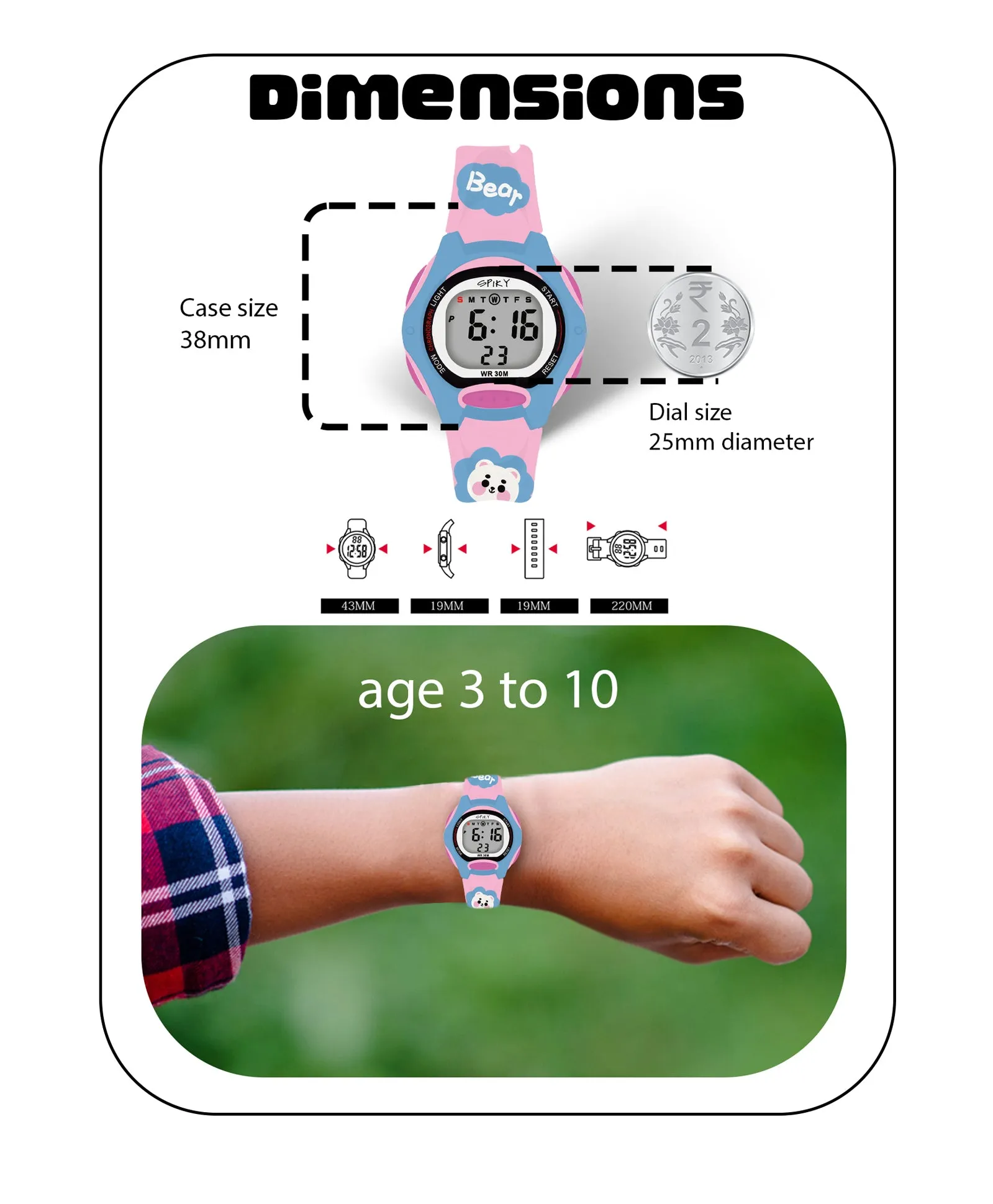 Spiky Eva18 Printed Strap Round Sports Digital Watch