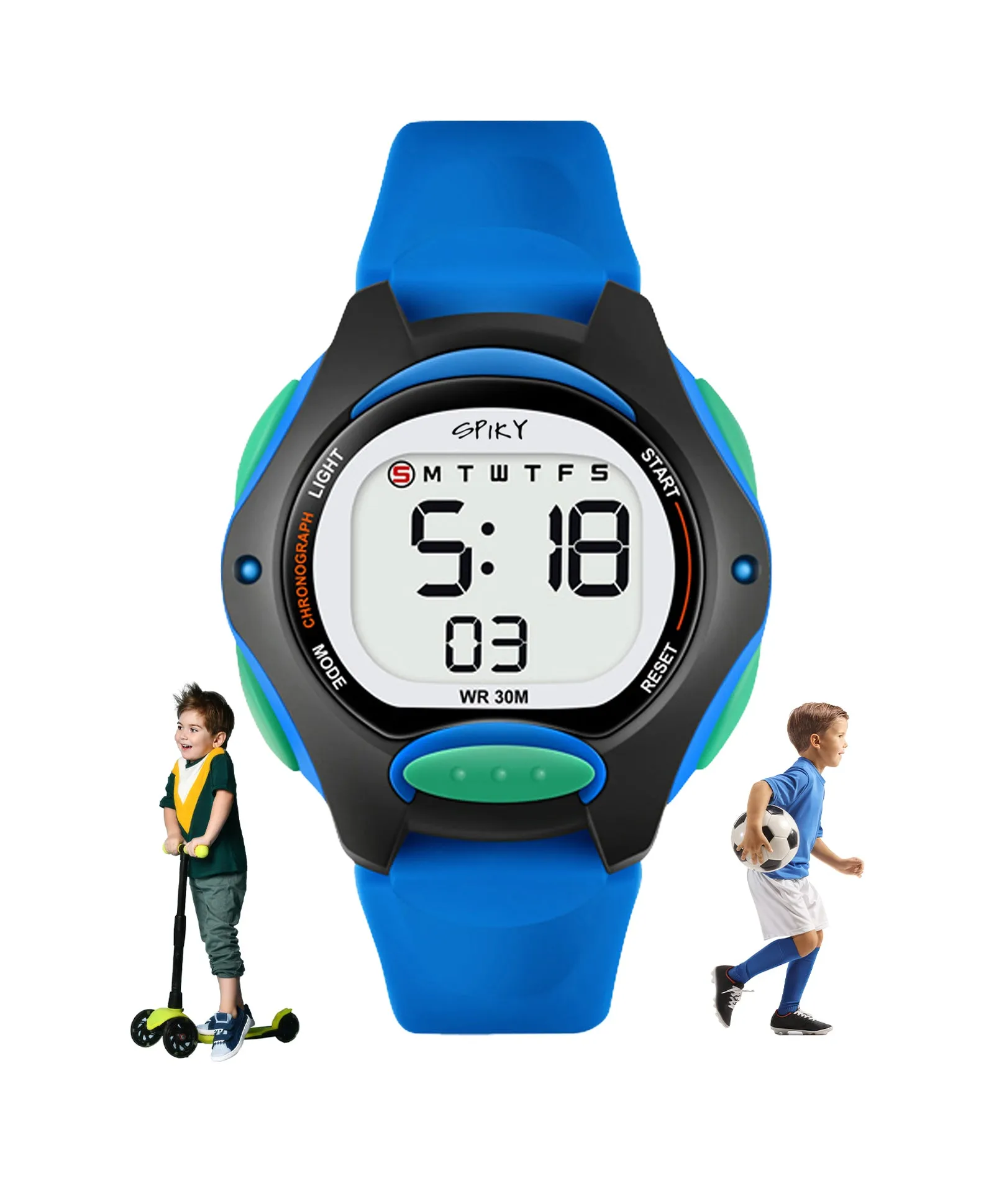 Spiky Eva2 Round Digital Kids Sports Watch - Black