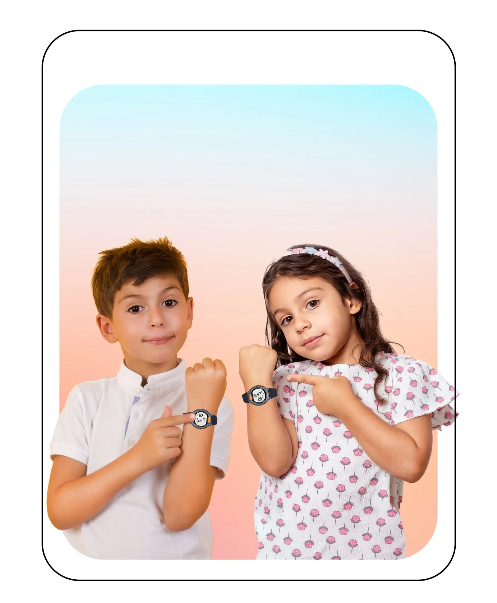 Spiky Eva2 Round Digital Kids Sports Watch - Black