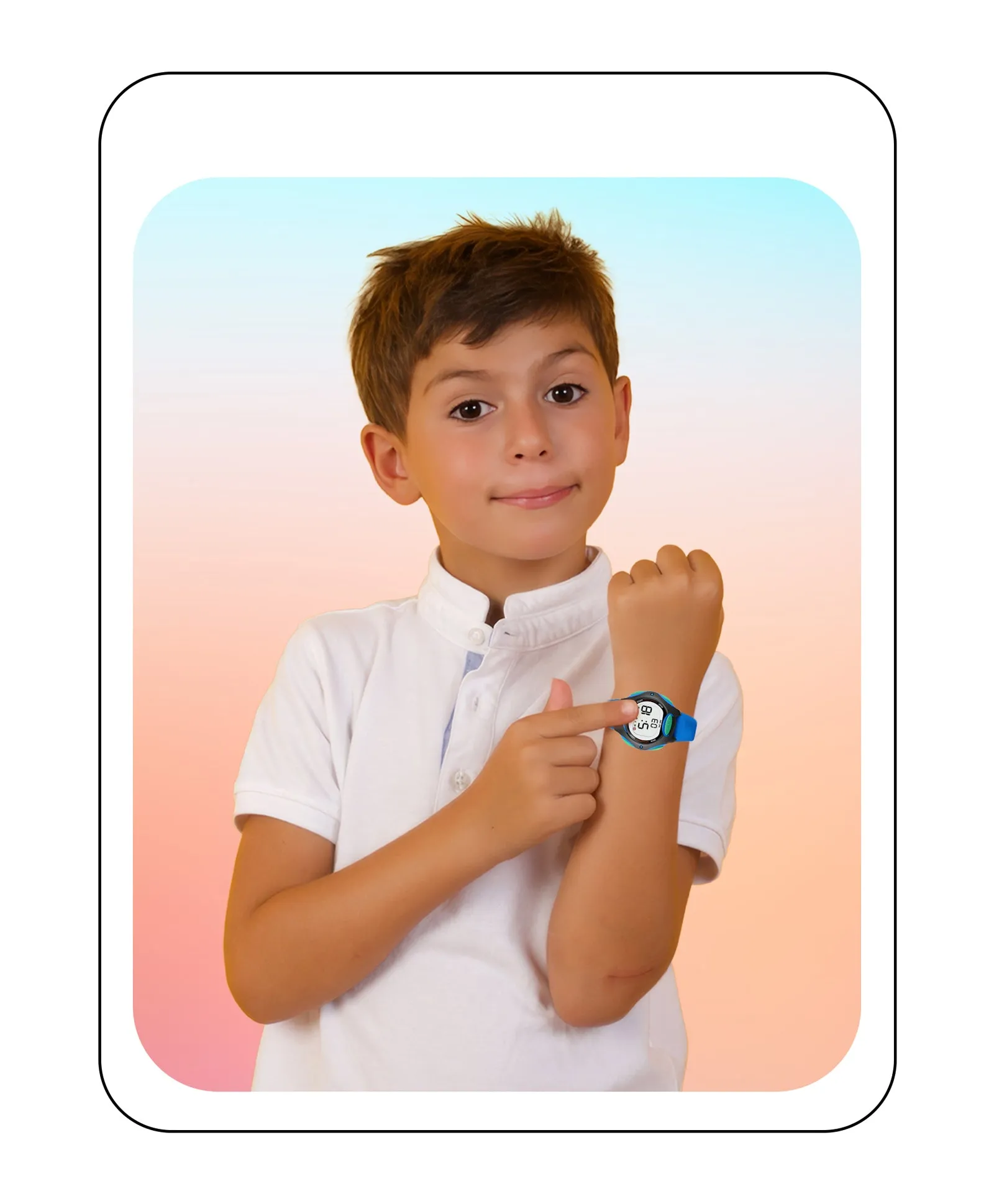 Spiky Eva2 Round Digital Kids Sports Watch - Black